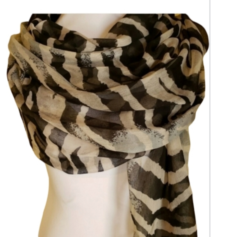NWT Zebra Large Scarf Large Rectangle Animal Print 100 Viscose